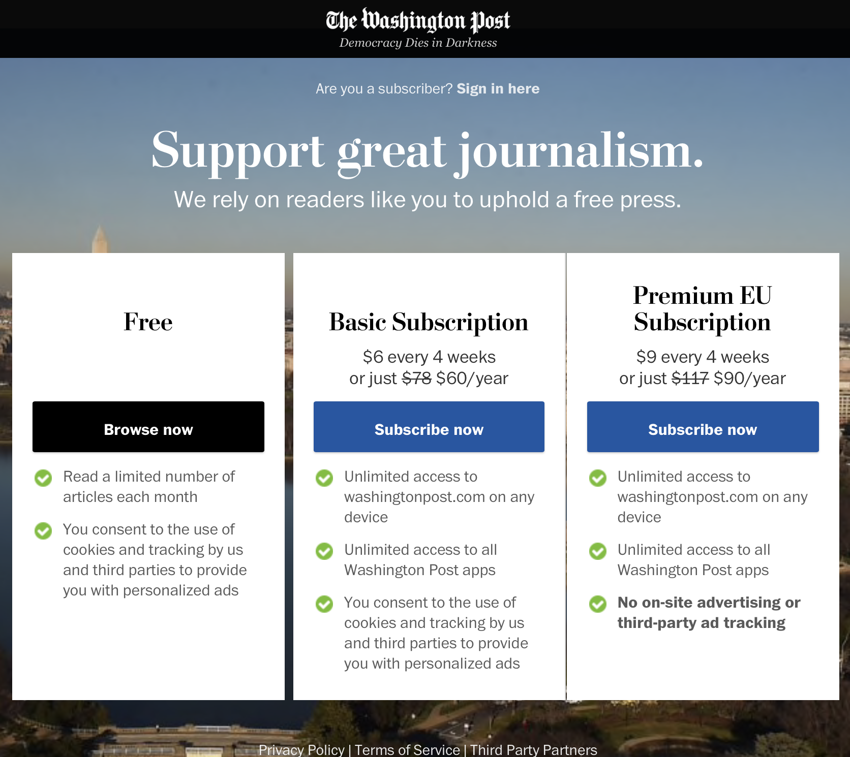 Washington Post greeting for Europeans